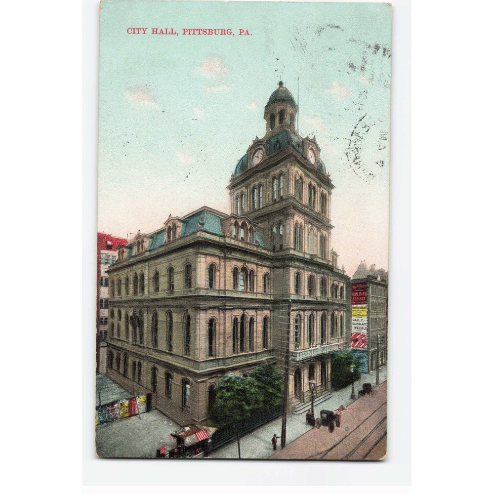 Vintage 1907 City Hall Pittsburg PA Postcard Kresge & Wilson Lithograph